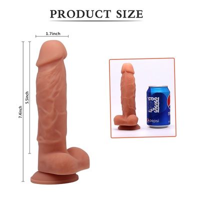 ODM dell'OEM sano a 7,4 pollici del silicone del dildo della tazza di aspirazione del giocattolo lesbico del sesso