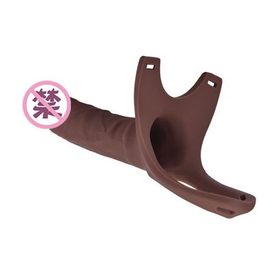 Cinghia del dildo 26cm Hollw della tazza di aspirazione del silicone dell'OEM su Dong curva