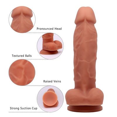 ODM dell'OEM sano a 7,4 pollici del silicone del dildo della tazza di aspirazione del giocattolo lesbico del sesso