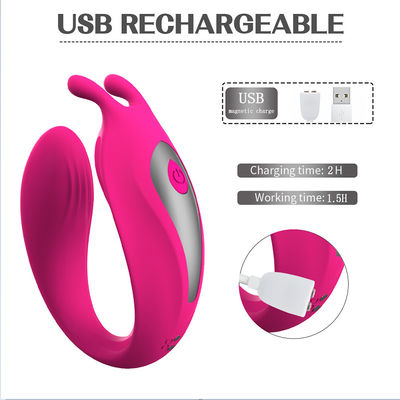 9 massaggiatore a forma di U del punto G di tipo C del vibratore 18.7cm delle coppie di frequenza