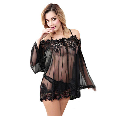 La miscela dell'elastam merletta la camicia da notte con ampia scollatura sulla schiena di prospettiva di Tulle della biancheria sexy adulta